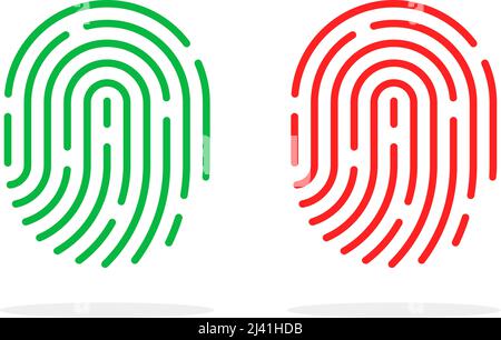 approved and rejected fingerprint icons Stock Vector