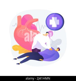 CPR abstract concept vector illustration. Cardiopulmonary resuscitation, CPR, emergency procedure, chest compressions, ambulance, artificial ventilati Stock Vector
