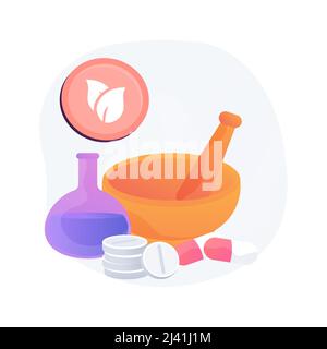 Homeopathy abstract concept vector illustration. Homeopathic medicine, alternative treatment, holistic approach, homeopathy method, natural drug, natu Stock Vector