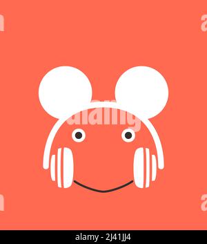 Cartoon frog wearing a Mickey Mouse headset, enjoy the music, vector Stock Vector