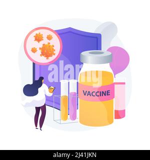 Coronavirus vaccine abstract concept vector illustration. News tracker, find and test vaccine, coronavirus vaccination program, medical laboratory tea Stock Vector