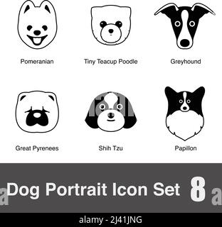 Dog face portrait icon set Stock Vector