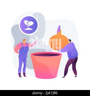 Planting bulbs abstract concept vector illustration. Garden seasonal works, spring planting, flower bed, soil processing, garden therapy, container gr Stock Vector