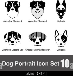 Dog face portrait icon set