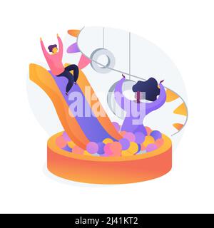 Playroom for kids abstract concept vector illustration. Playing space for kids, indoor playgrounds, all in one children activity, toys and furniture, Stock Vector