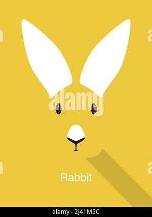 Rabbit face front view. Animal head in cartoon style Stock Vector Image ...