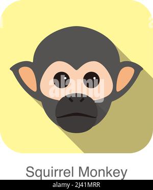 cute squirrel monkey face flat icon design, vector illustration Stock Vector