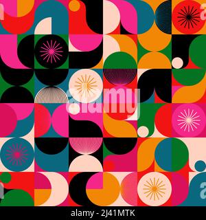Boho Style inspired vector pattern made with abstract eclectic geometric shapes and elements. Bohemian design graphics for poster, cover, art, present Stock Vector