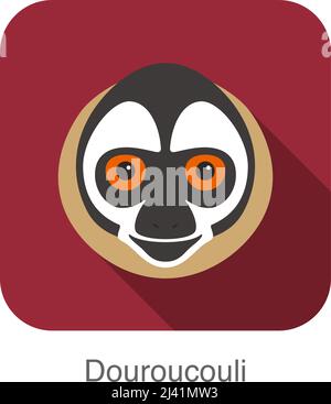 cute monkey face, Douroucouli flat icon design, vector illustration Stock Vector