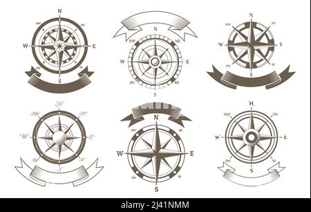 Vintage windroses set Stock Vector