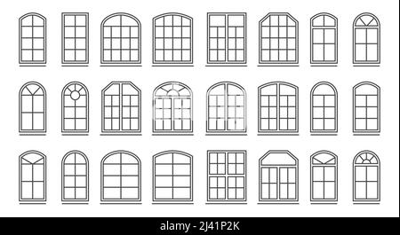 Windows outline pictograms Stock Vector