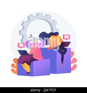 Technology gap abstract concept vector illustration. Digital divide, app gap, technology use, mobile device, understanding, developing country, time l Stock Vector
