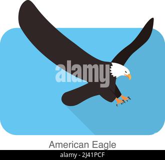 American eagle flying flat icon  vector illustration Stock Vector