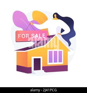 House for sale abstract concept vector illustration. Selling house best deal, real estate agent services, residential and commercial property, mortgag Stock Vector