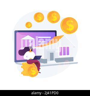 Mortgage loan abstract concept vector illustration. home bank credit, down payment, real estate services, house loan pay off, investment portfolio, fa Stock Vector