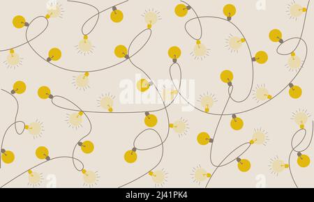 Light bulb vector pattern. Bulb pattern. Yellow bulb on yellow background. Stock Vector