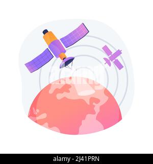 Earth observation abstract concept vector illustration. Space engineering, planetary science, satellite service, geoinformation, applied earth observa Stock Vector