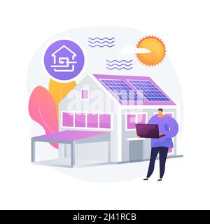 Passive house abstract concept vector illustration. Passive house standarts, heating efficiency, reducing ecological footprint, energy saving technolo Stock Vector