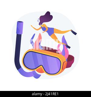 Snorkeling abstract concept vector illustration. Coral reef, underwater mask, summer vacation, scuba diving equipment, sea water, active tourism, exot Stock Vector