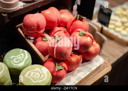 Natural cosmetics for the body, handmade soap, bath bombs. Stock Photo