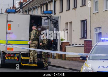 Newtownabbey councillor Phil Hamilton (PUP) targeted in pipe bomb attack, Rathcoole, NORTHERN IRELAND, UK 26/02/2012 Stock Photo