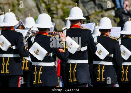 Carrickfergus, Northern Ireland. 30th July 2012. Royal Marines band perform at Armed Forces Day Stock Photo