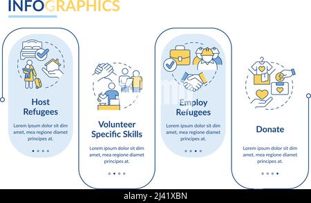 Supporting refugees rectangle infographic template Stock Vector