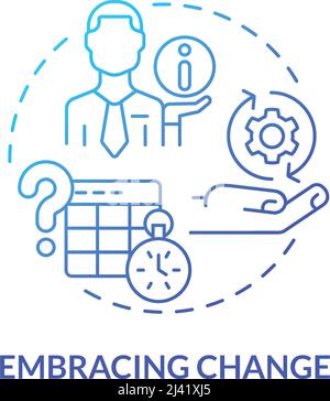Embracing change blue gradient concept icon Stock Vector