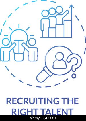 Recruiting right talent blue gradient concept icon Stock Vector