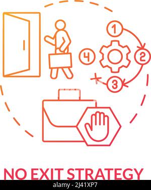 No exit strategy red gradient concept icon Stock Vector