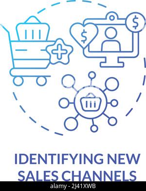 Identifying new sales channels blue gradient concept icon Stock Vector