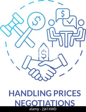 Handling prices negotiations blue gradient concept icon Stock Vector