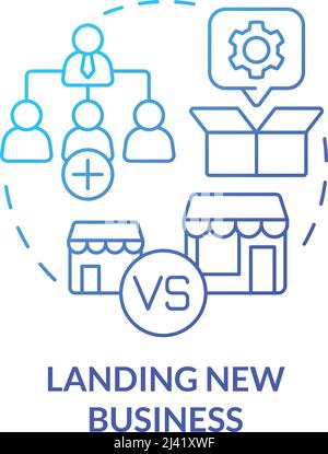 Landing new business blue gradient concept icon Stock Vector