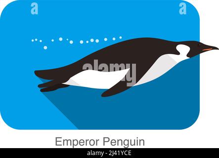 Emperor Penguin swimming in the water, Penguin seed series, vector Stock Vector