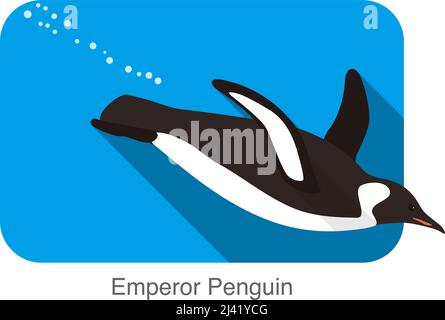 Emperor Penguin swimming in the water, Penguin seed series, vector Stock Vector