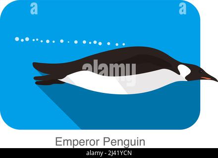 Emperor Penguin swimming in the water, Penguin seed series, vector Stock Vector