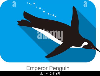 Emperor Penguin swimming in the water, Penguin seed series, vector Stock Vector