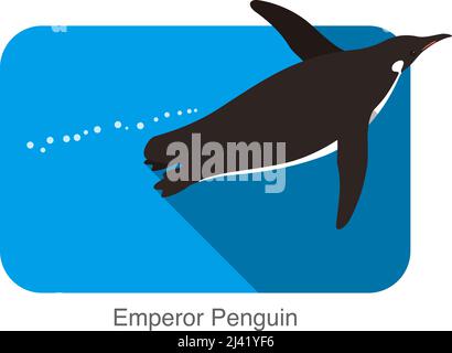 Emperor Penguin swimming in the water, Penguin seed series, vector Stock Vector