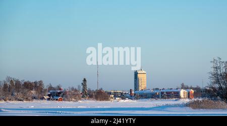 Cityview to the center of Raahe town in Finland Stock Photo