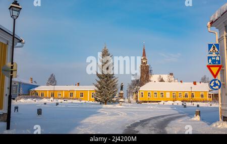 Cityview to the center of Raahe old town in Finland Stock Photo