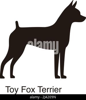 Toy Fox Terrier dog silhouette, side view, vector illustration Stock Vector