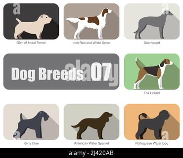 set of dog breeds flat icon design, vector illustration Stock Vector