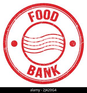 FOOD BANK text written on red round postal stamp sign Stock Photo