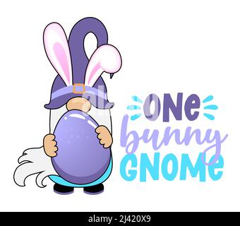 Cute Easter gnome - hand drawn modern gnome  illustration. Perfect for advertising, poster, announcement or greeting card. Beautiful gnome in Easter b Stock Vector