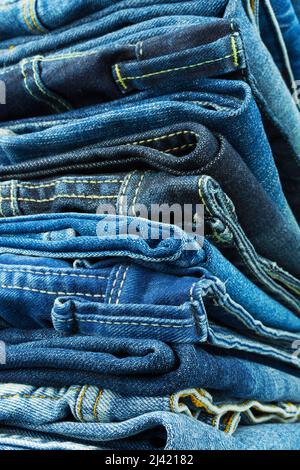 Blue jeans stack Stock Photo