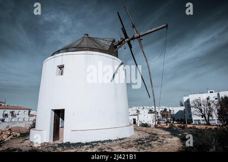 Old windmill located in Vejer de la Frontera, Andalusia, Spain. Stock Photo