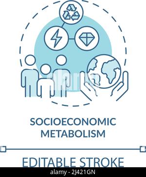 Socioeconomic metabolism turquoise concept icon Stock Vector