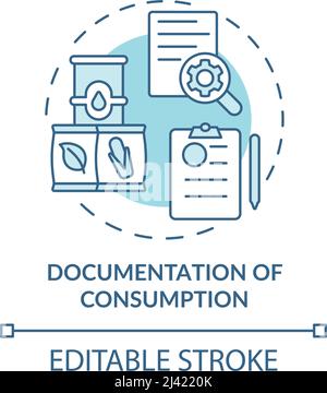 Documentation of consumption turquoise concept icon Stock Vector