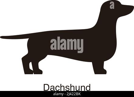 Dachshund dog silhouette, side view, vector illustration Stock Vector
