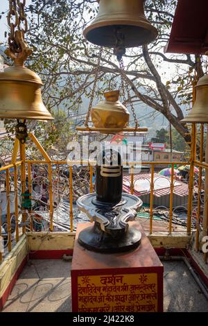 hindu god lord Shiva linga with religious bells from different angle image is taken at haridwar uttrakhand india on Feb 23 22. Stock Photo